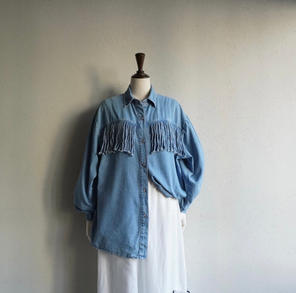 90s Fringe Design Denim Shirt Made in USA