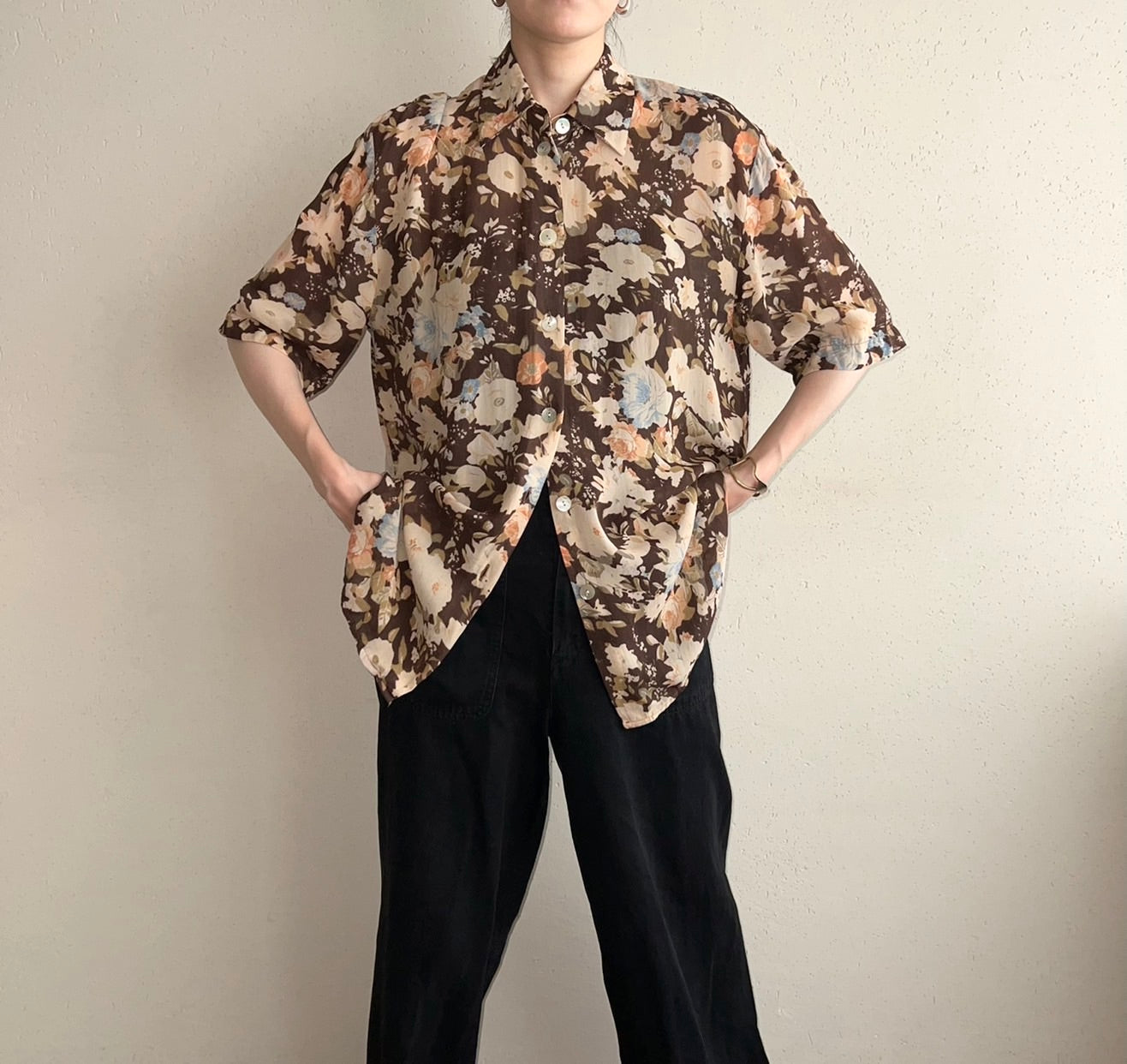 90s EURO Sheer Pattern Printed Shirt