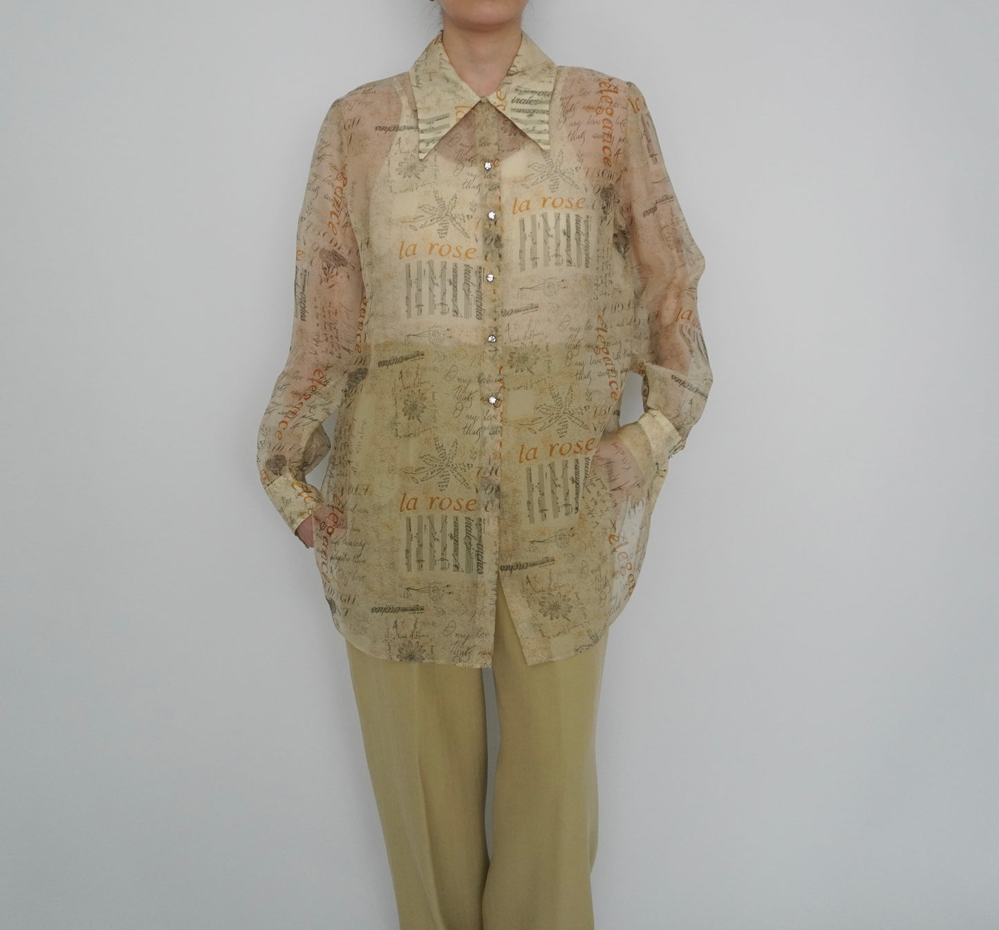 90s Sheer Printed Shirt