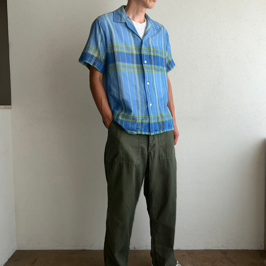 60s Blue Plaid Box Shirt