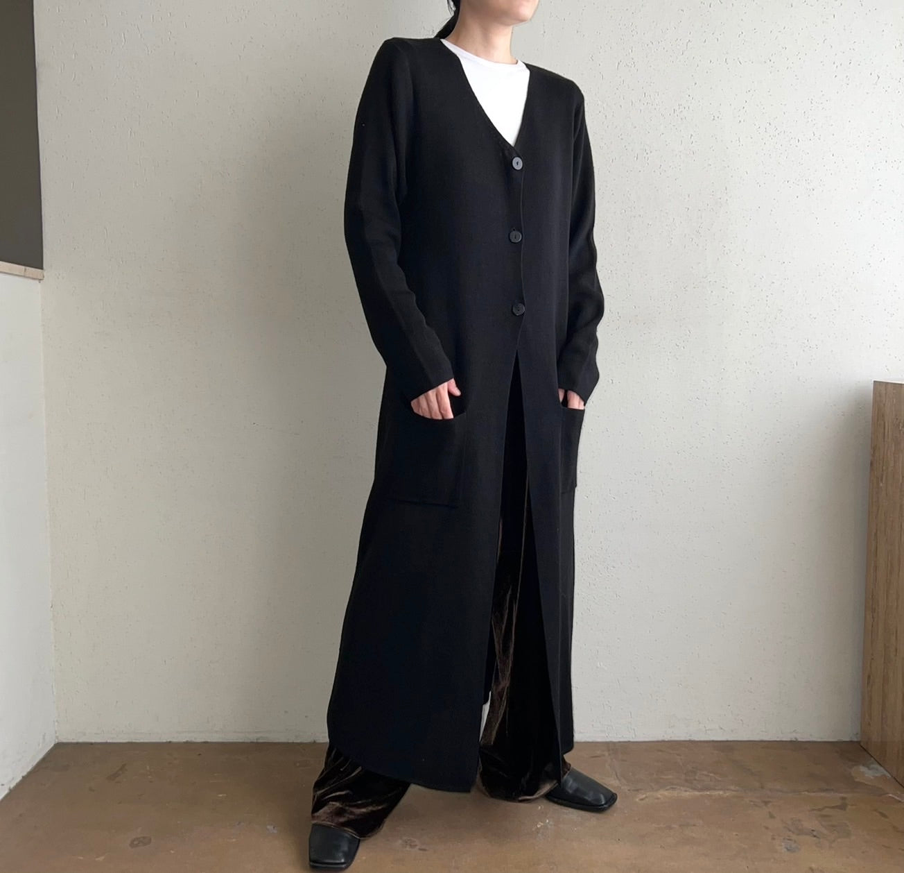 90s Black Long Cardigan
