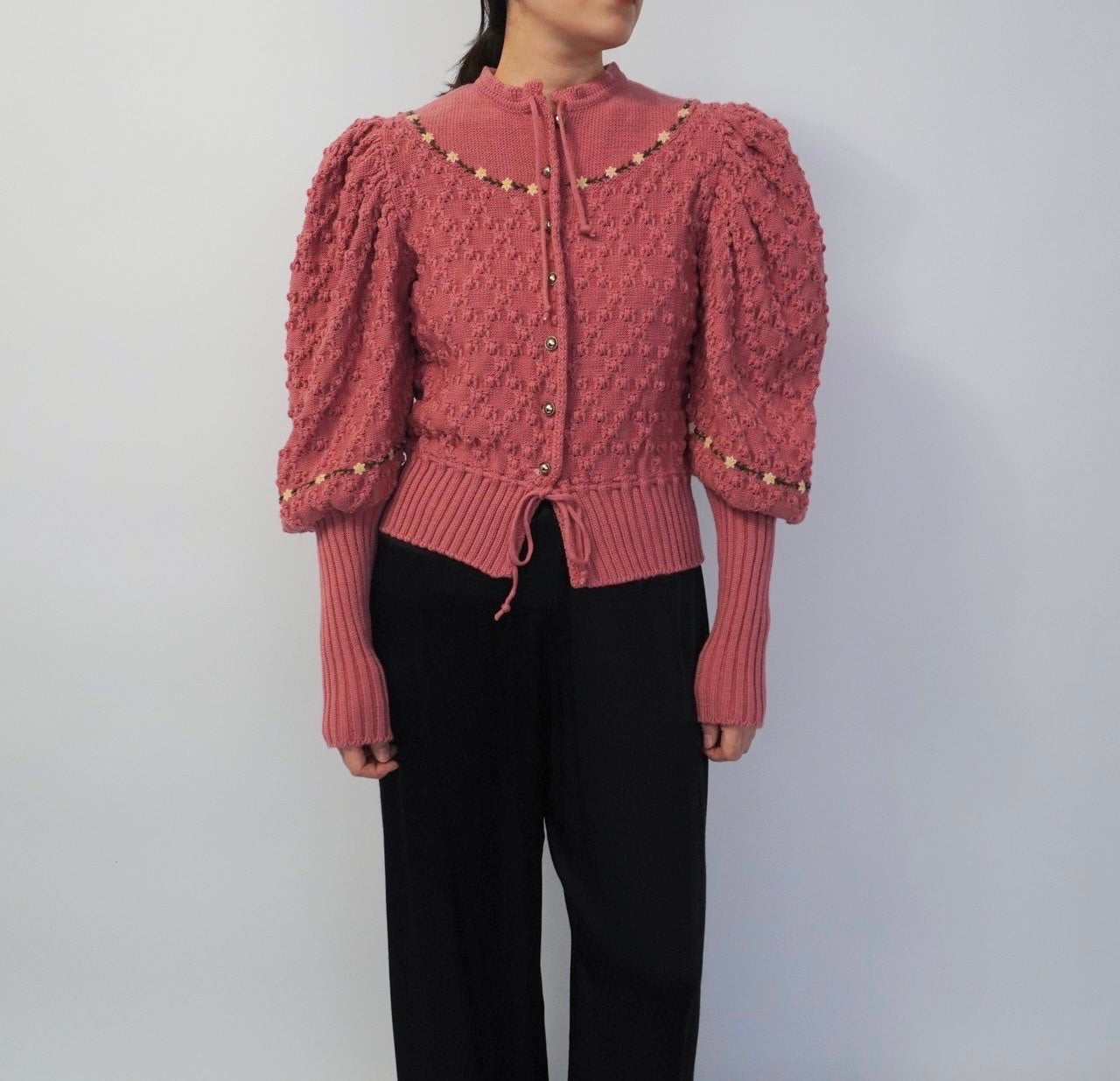 80s Embroidery Knit Cardigan