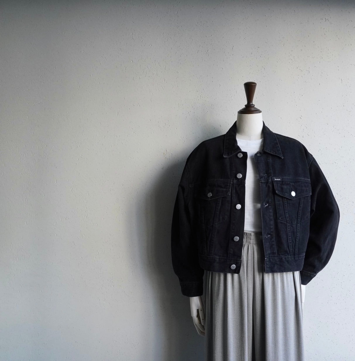 90s "GUESS" Black Denim Jacket Made in USA