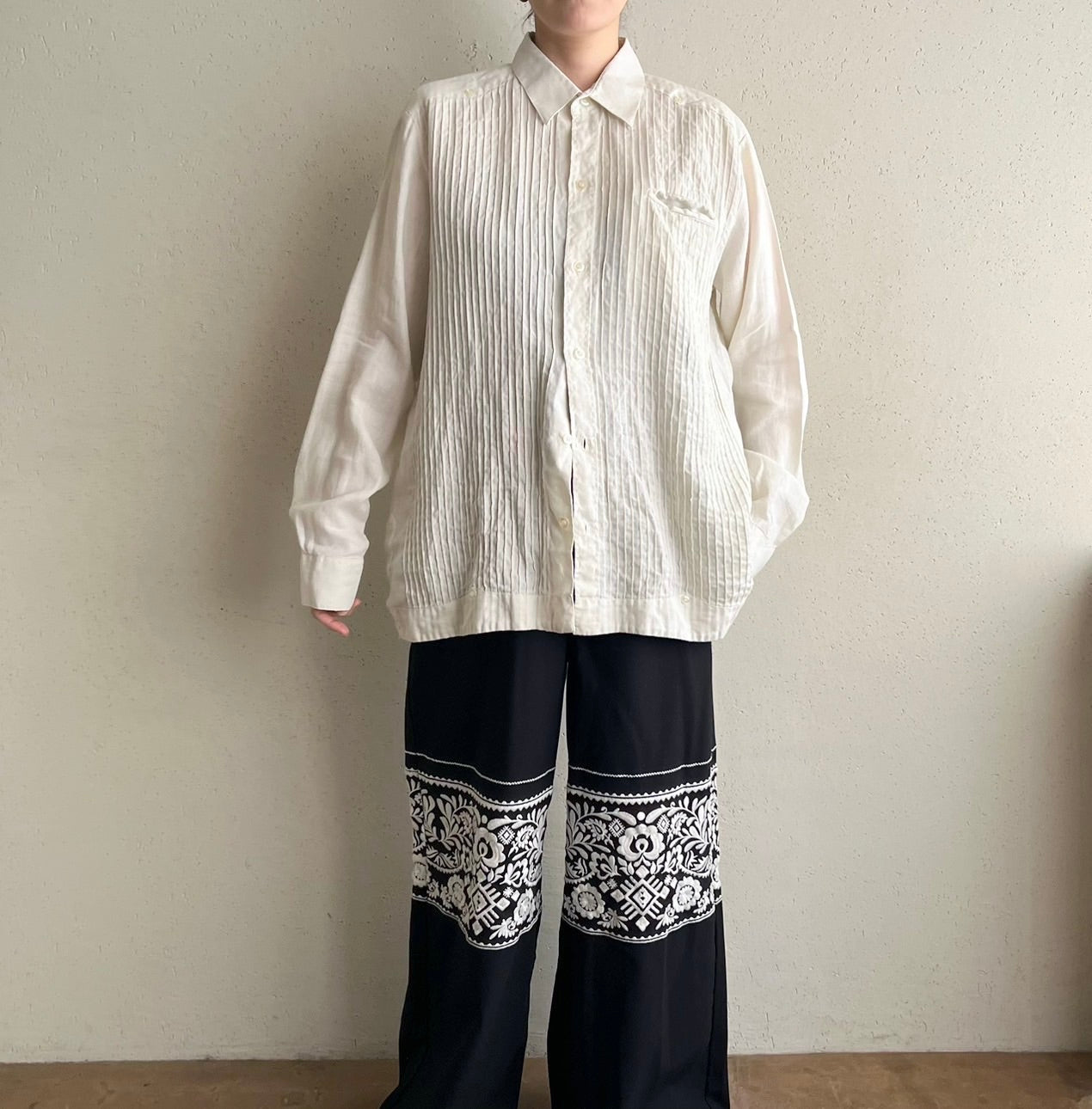 90s Pleated Design Shirt