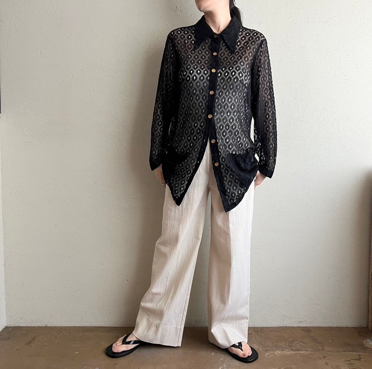 70s Black Mesh Shirt