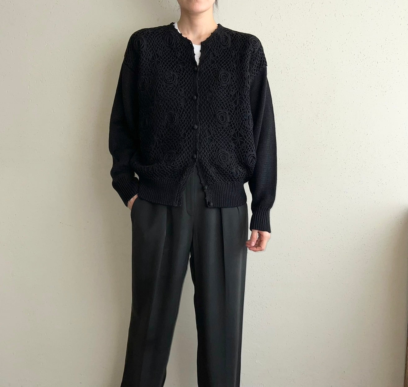 90s Cotton Design Knit Cardigan
