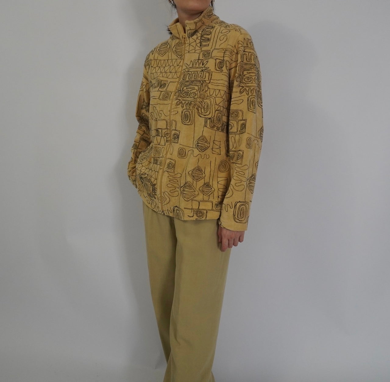 90s Abstract Printed Zip Top