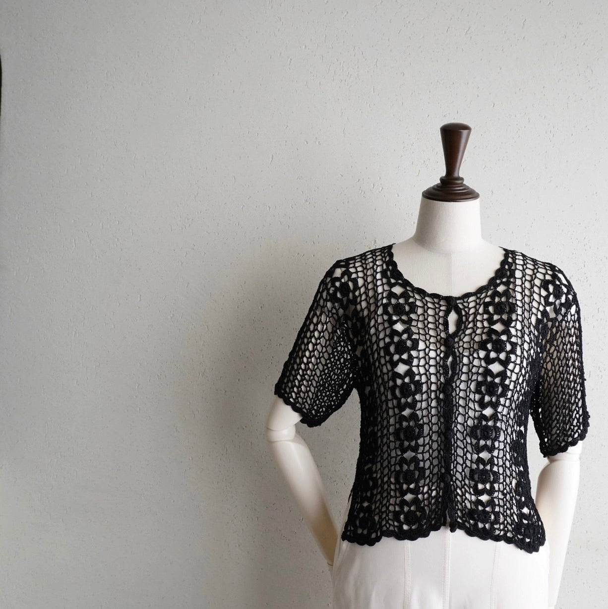 90s Black Crochet Top