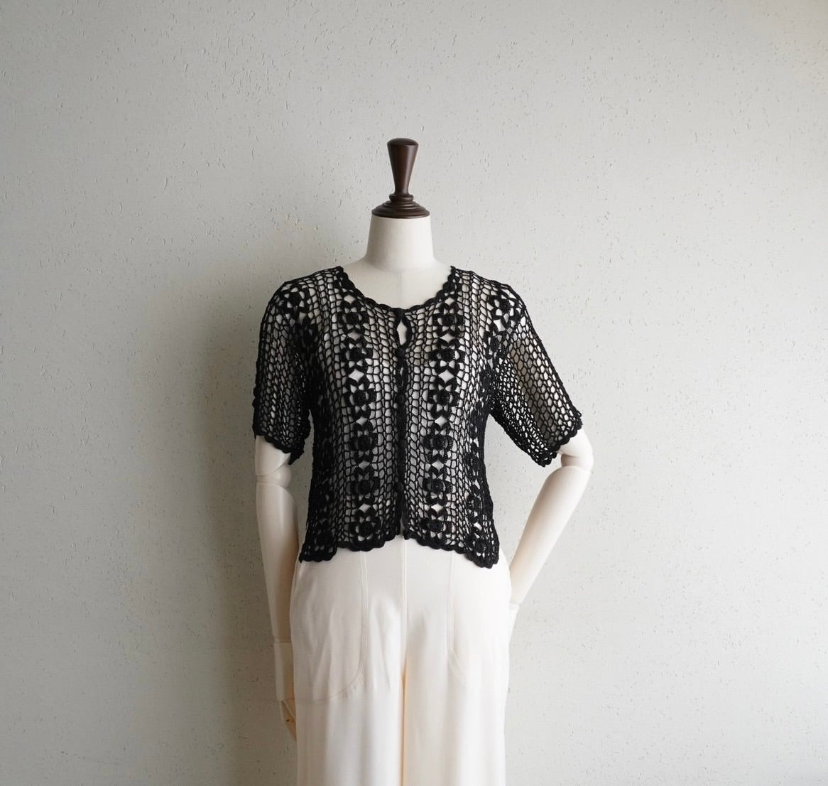 90s Black Crochet Top