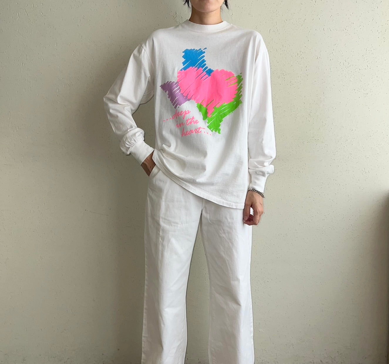 80s Printed Long Sleeves T-shirt Made in USA