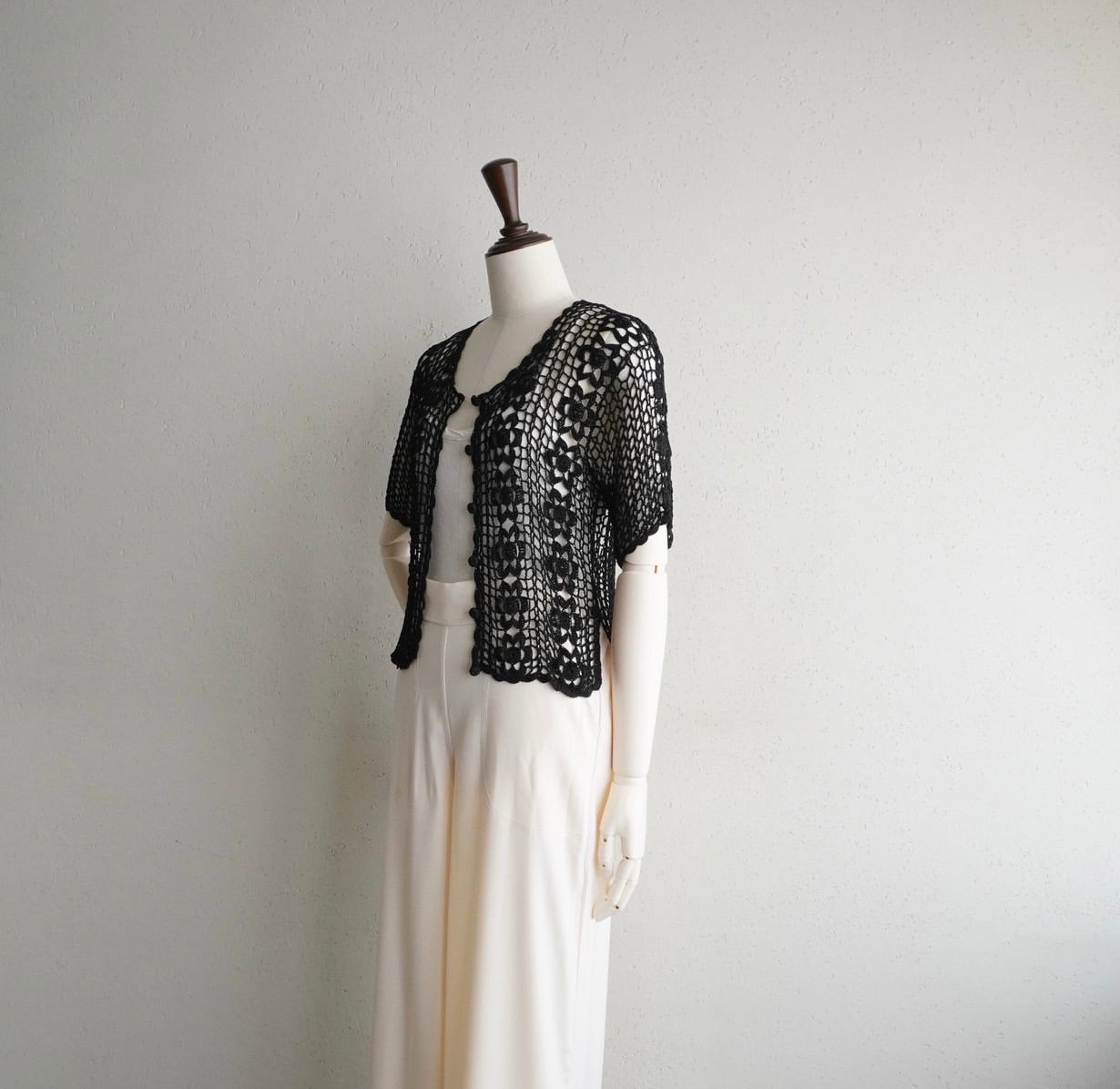 90s Black Crochet Top