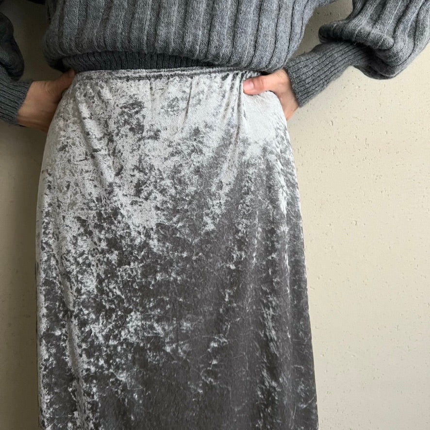 90s Velour Slit Skirt Made in USA