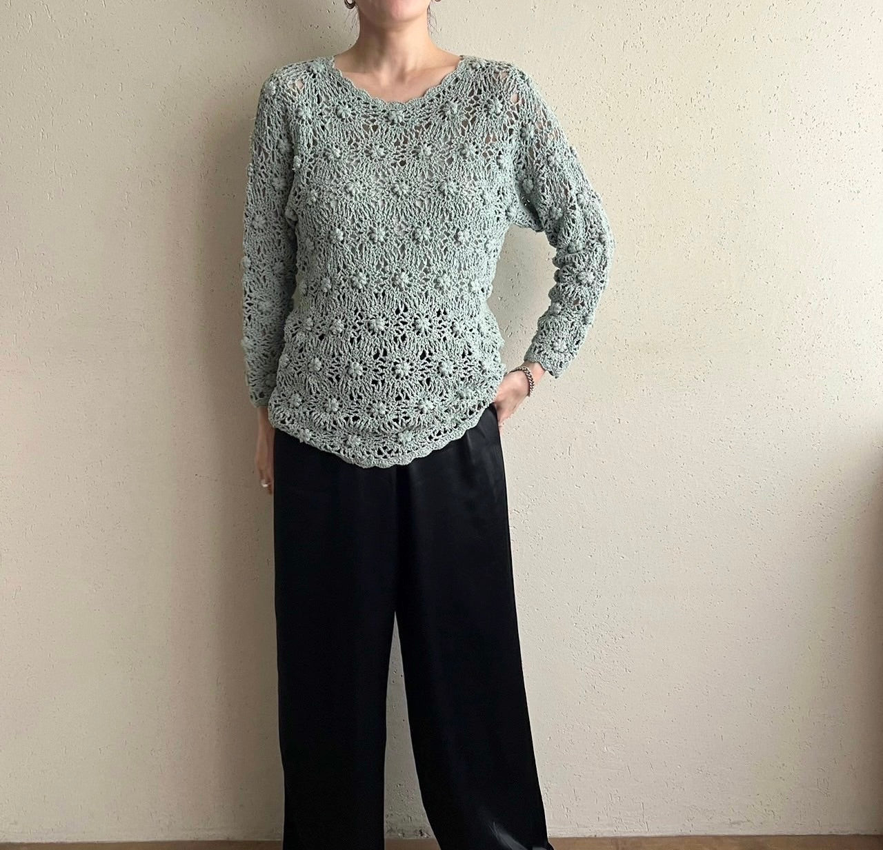 90s Silk Crochet Top