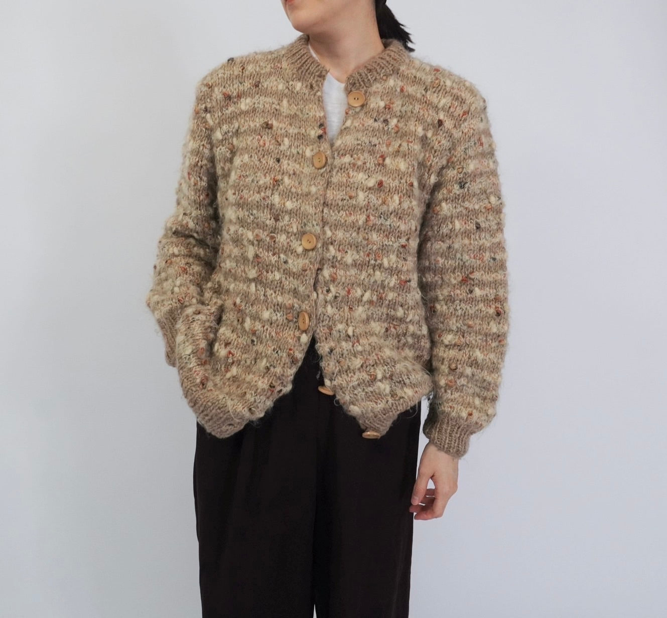 80s Mix Knit Cardigan Made in Italy