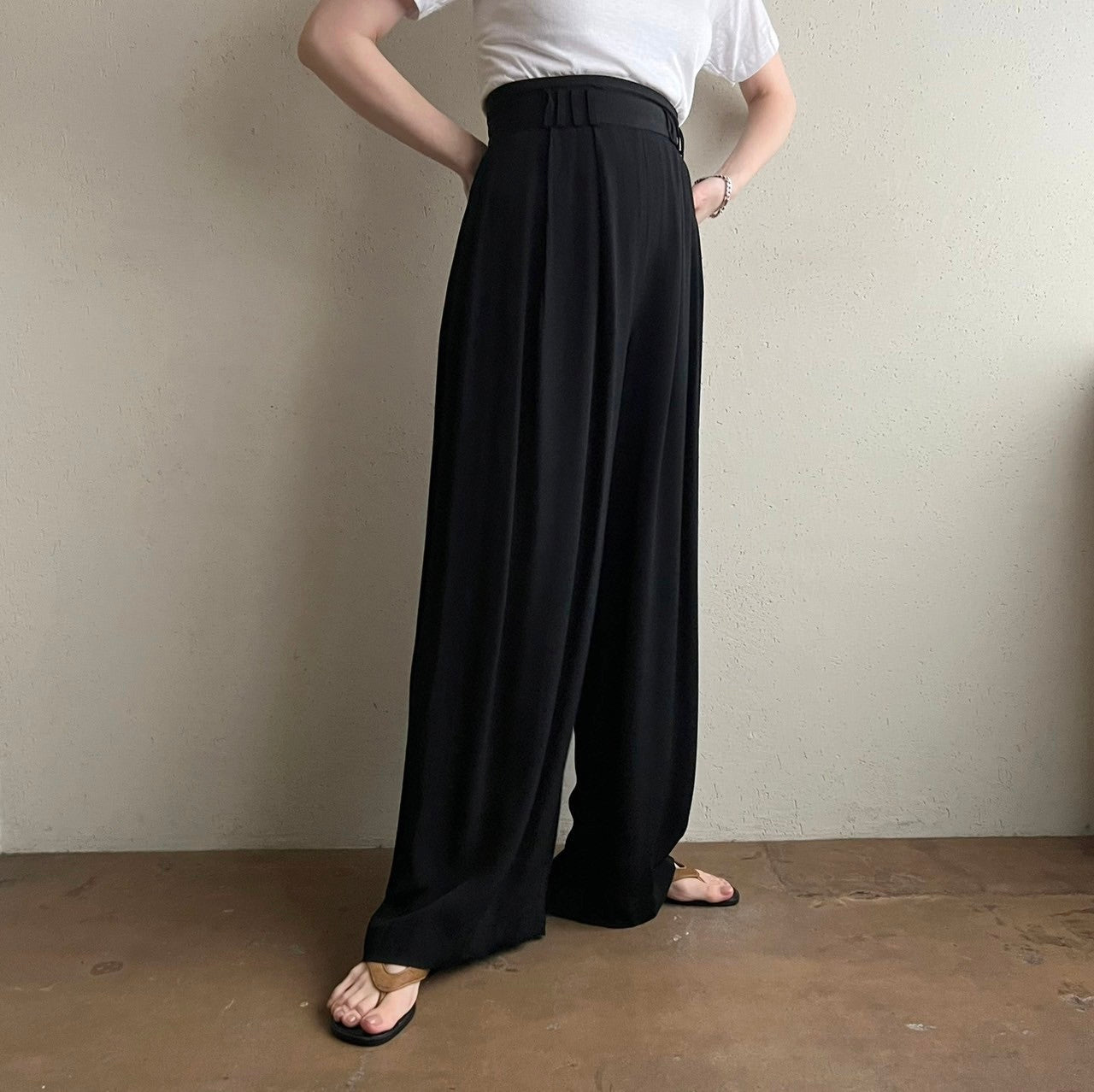 80s Black Wide Pants Made in USA