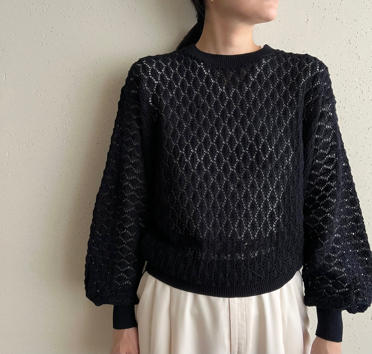70s Crochet Knit Top Made in USA