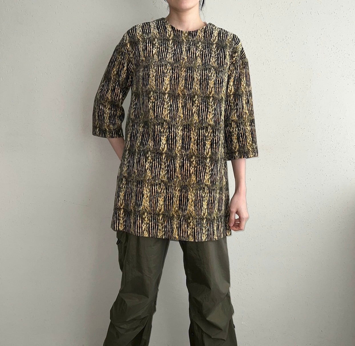 70s Printed Velor Top