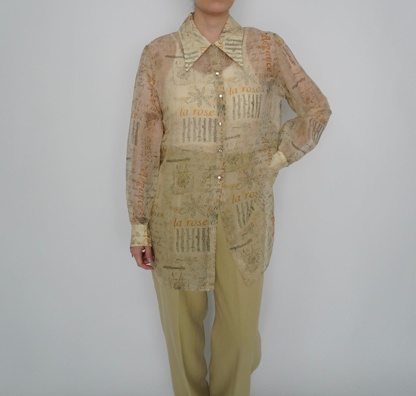 90s Sheer Printed Shirt