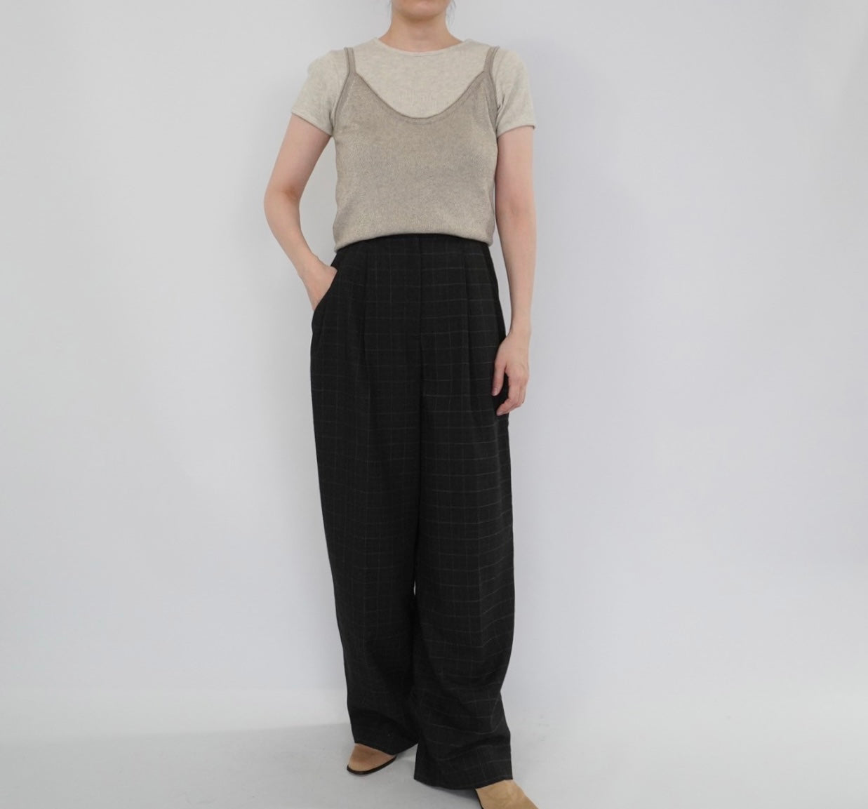 90s Plaid Wide Pants