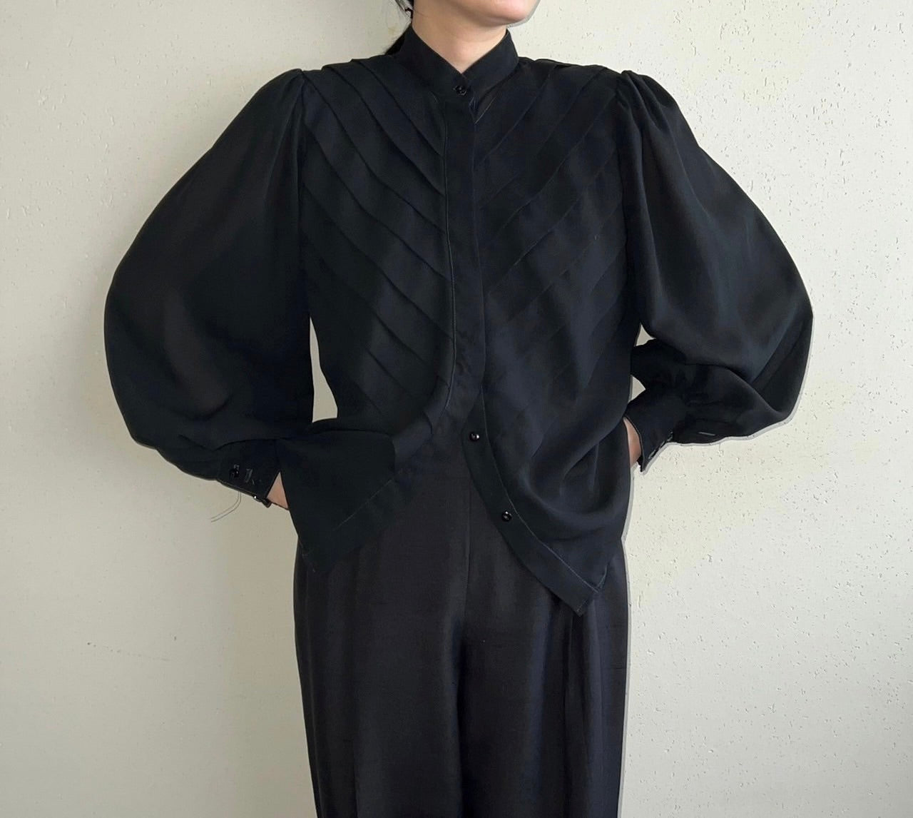 90s Pleated Design Blouse Made in USA