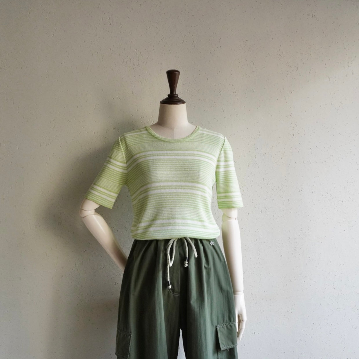70s Green Striped Top