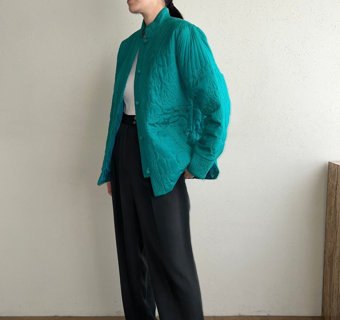 70s Silk Quilted Design Jacket