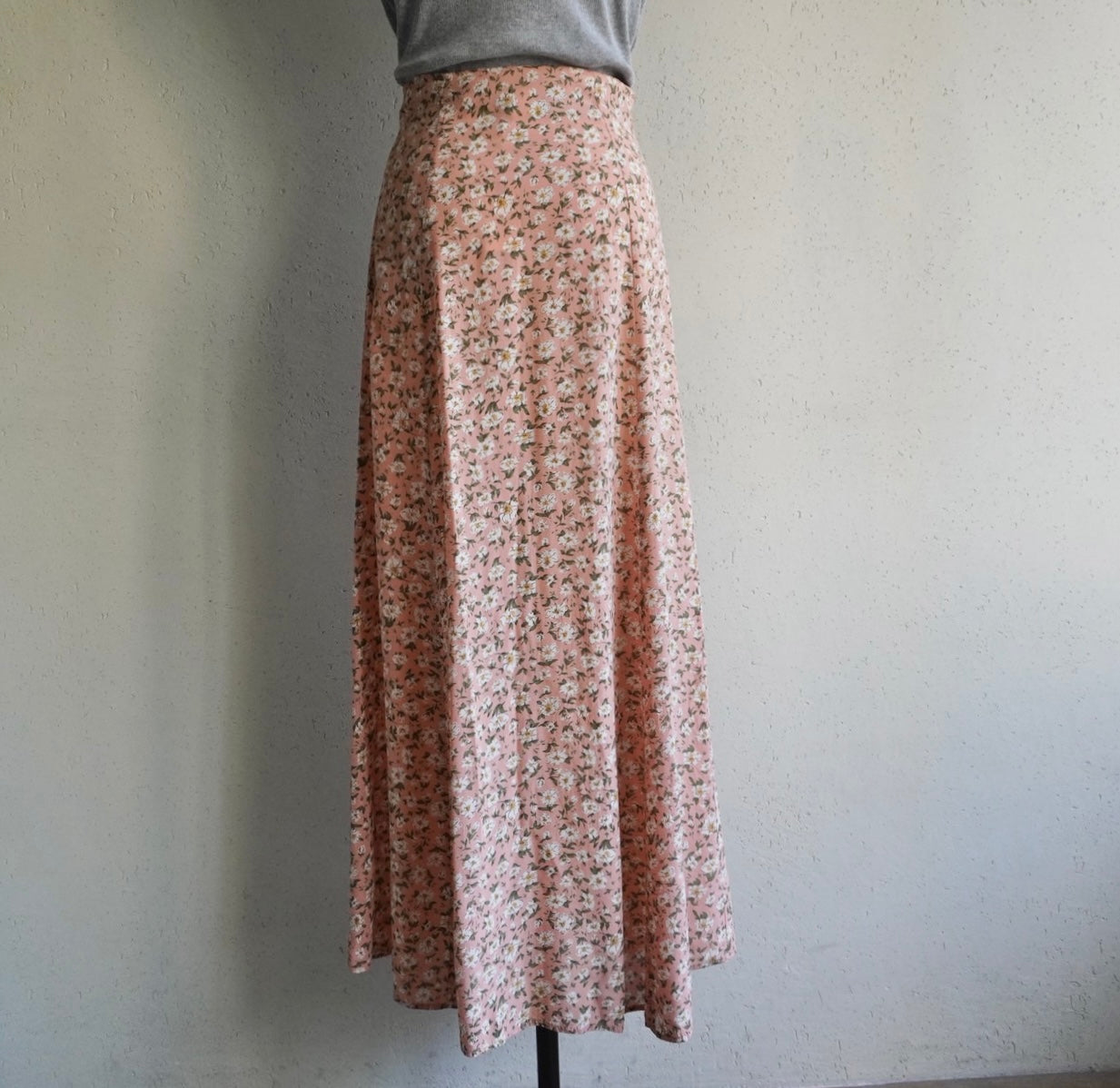 80s Floral Print Maxi Skirt Made in USA