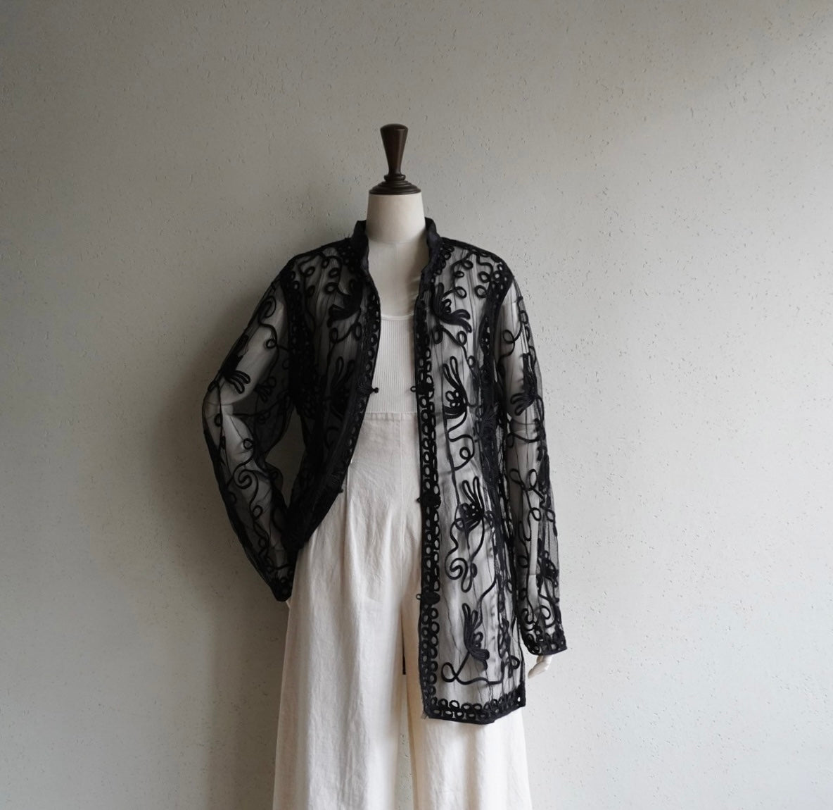90s Black Cord Lace Blouse