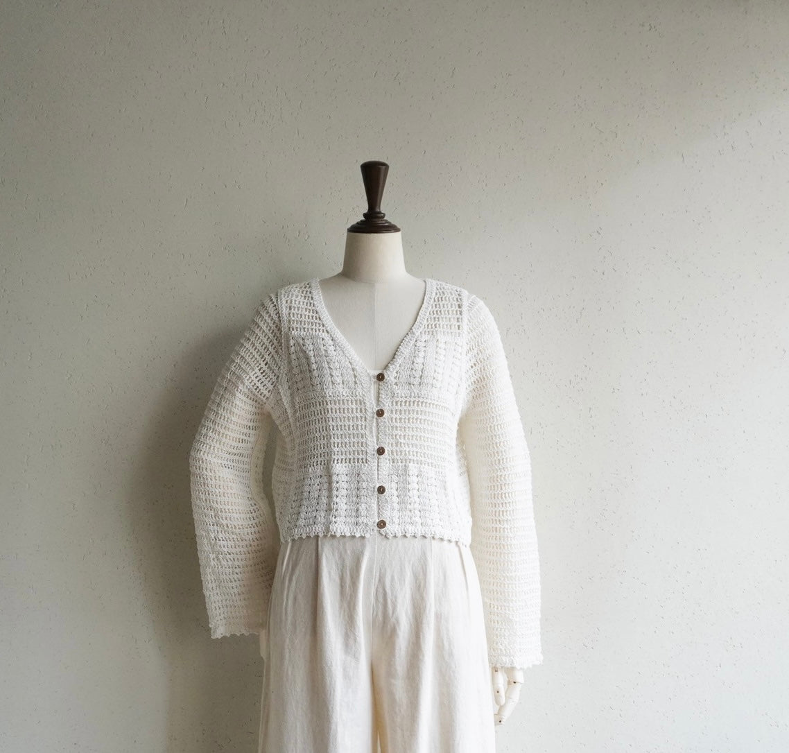 90s White Crochet Cardigan