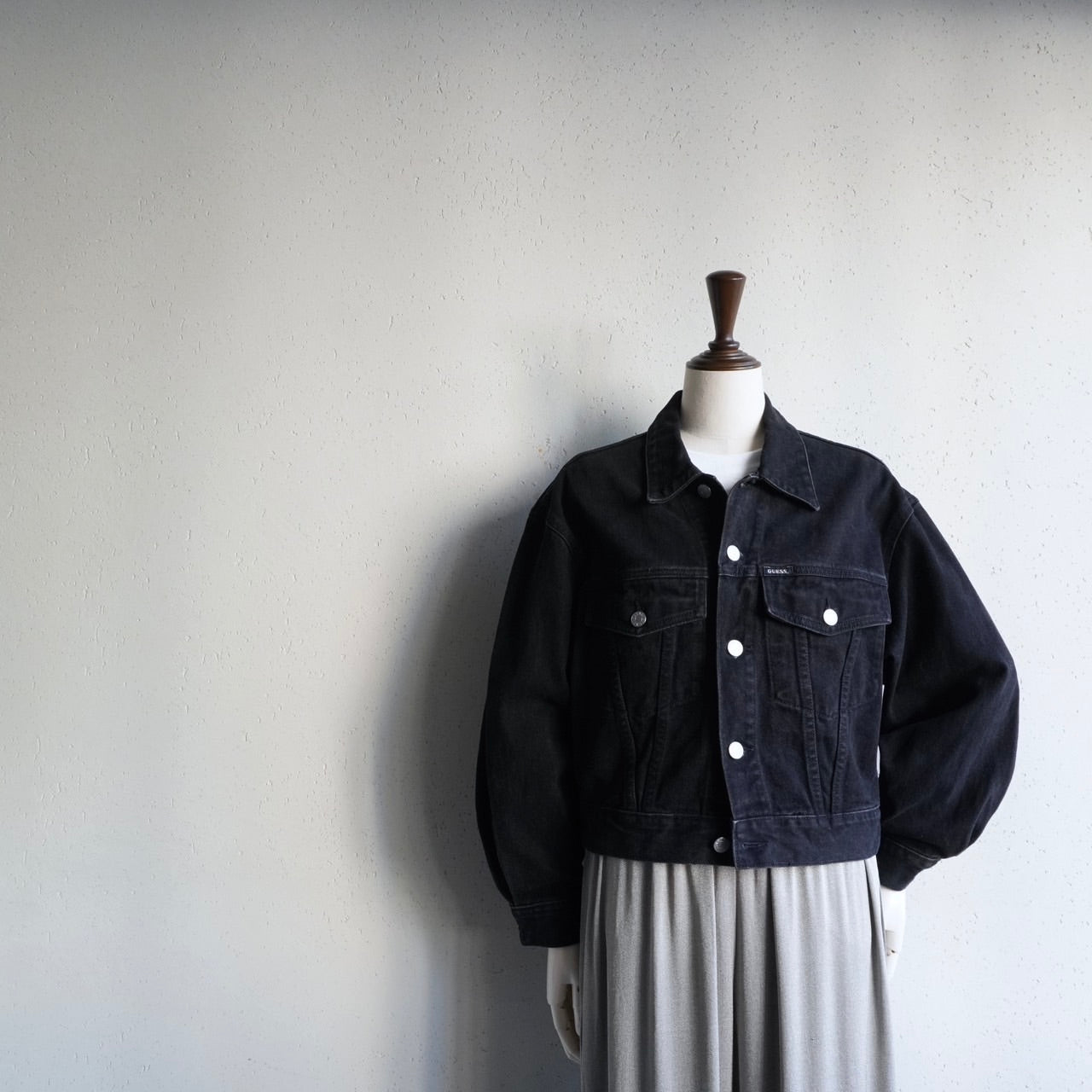 90s "GUESS" Black Denim Jacket Made in USA