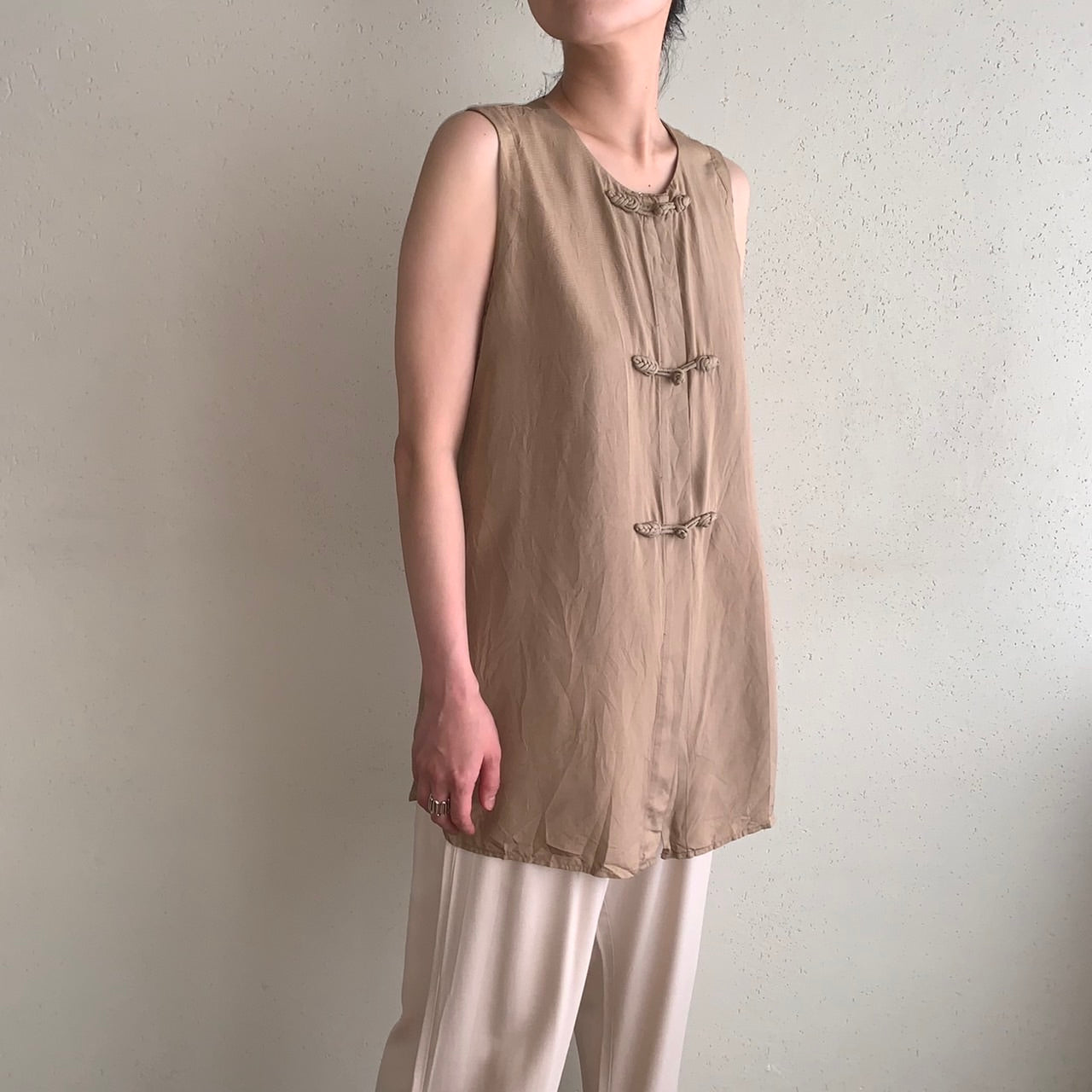 90s Silk Asian Design Blouse,Vest