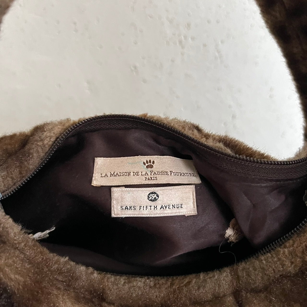 90s "La Maison De La Fausse Fourrrure x SAKS FIFTH AVENUE" Fur Bag Made in France