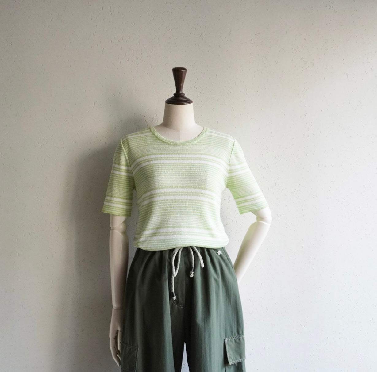 70s Green Striped Top