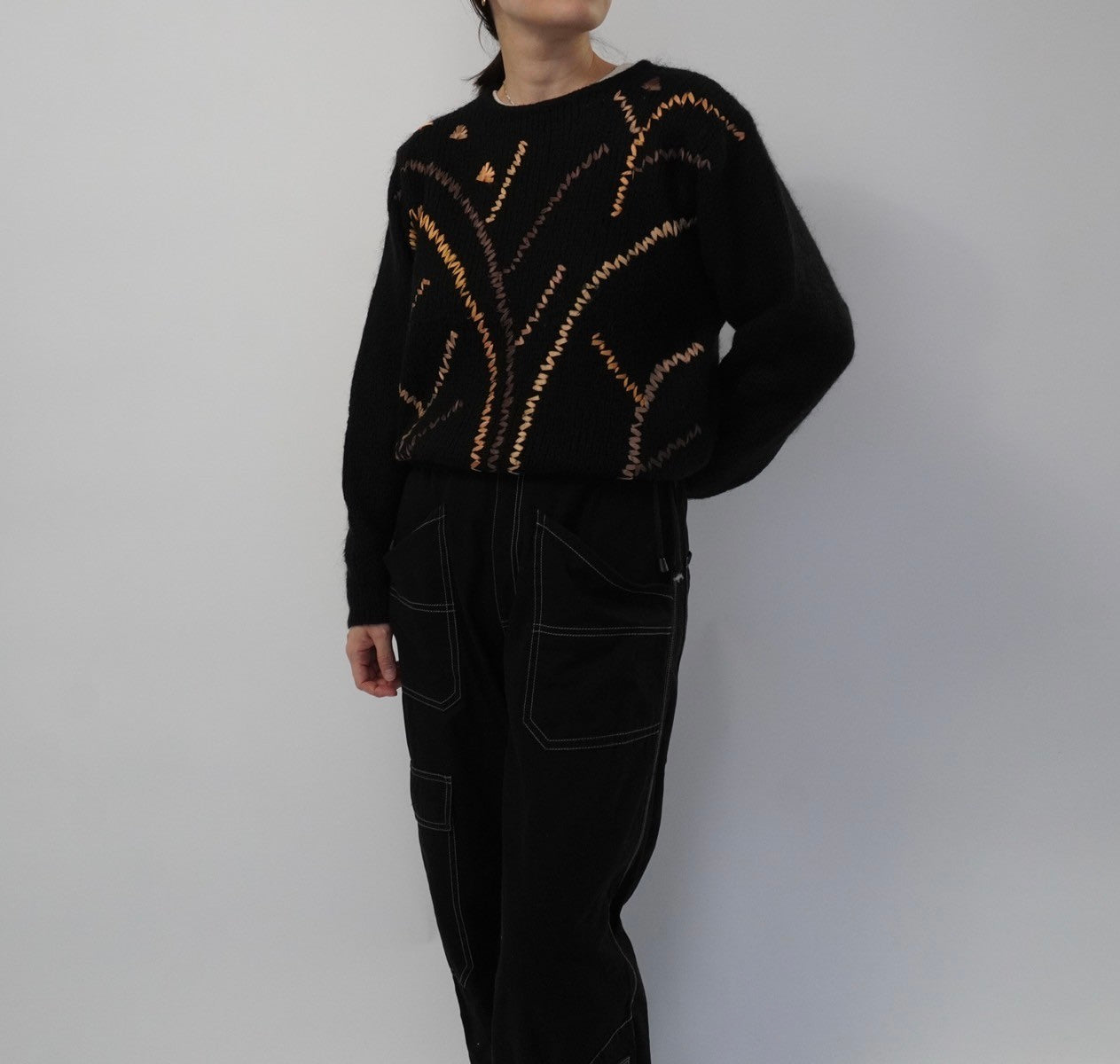 80s EURO Ribbon Design Mohair Knit