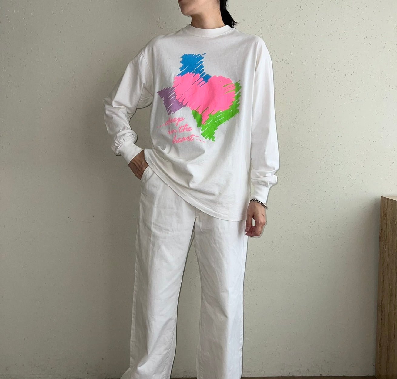 80s Printed Long Sleeves T-shirt Made in USA