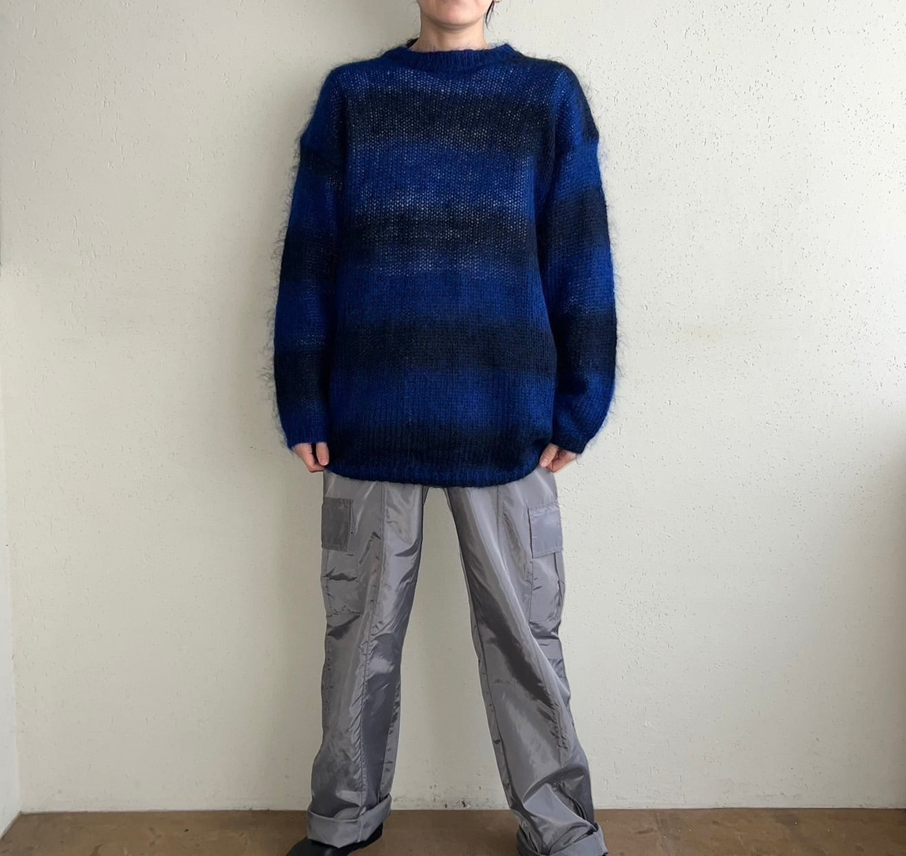 90s Black x Blue Mohair Knit