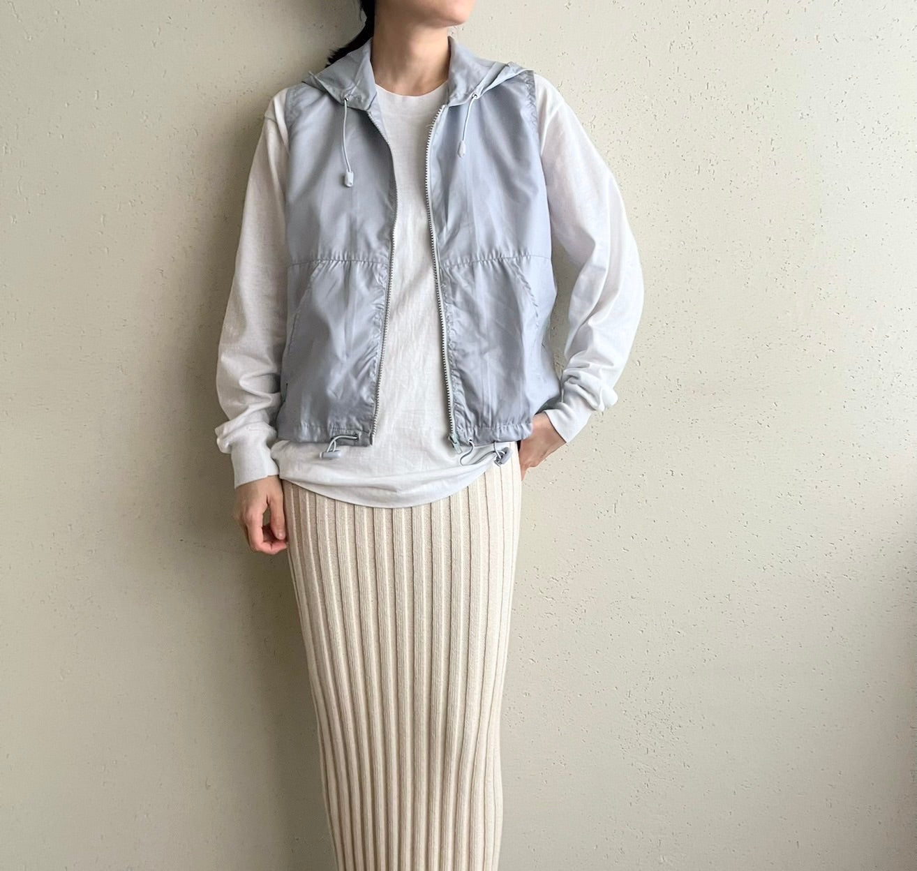 90s Light Blue Sleeveless Zipped Top Dead Stock