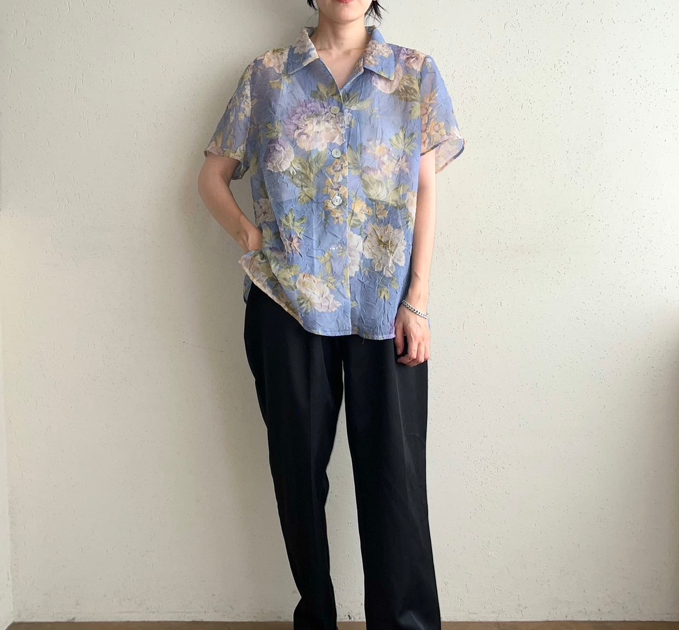 90s Printed Sheer Shirt