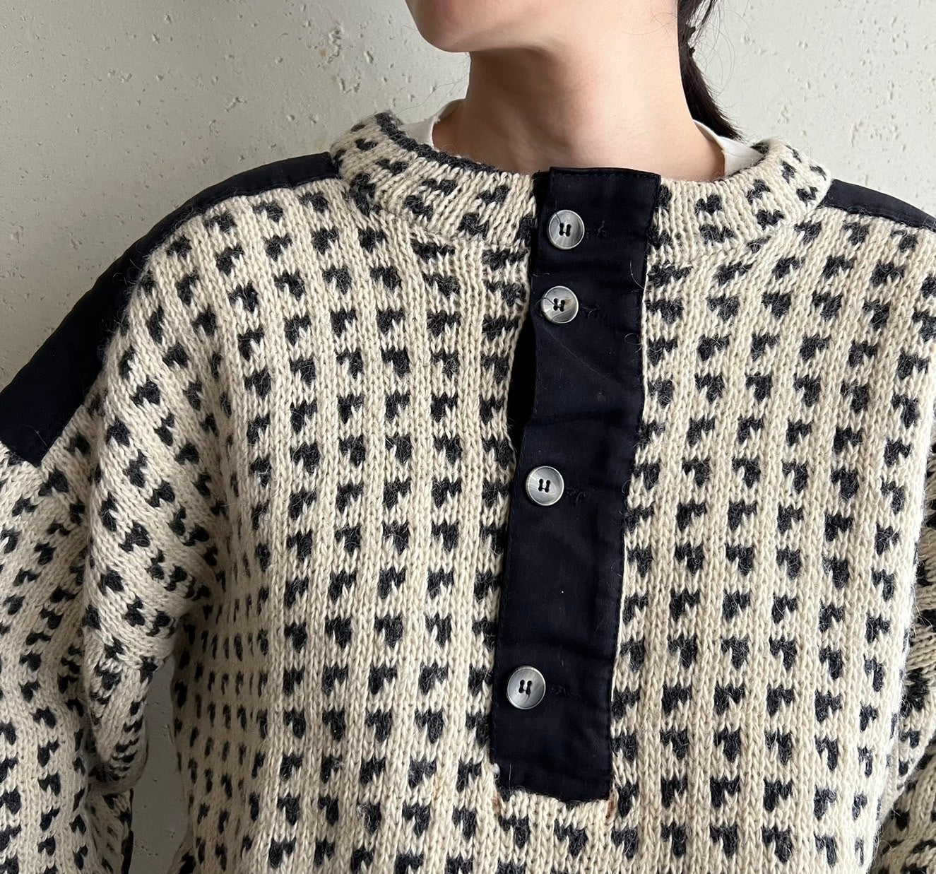 80s Black x White Knit Made in Norway