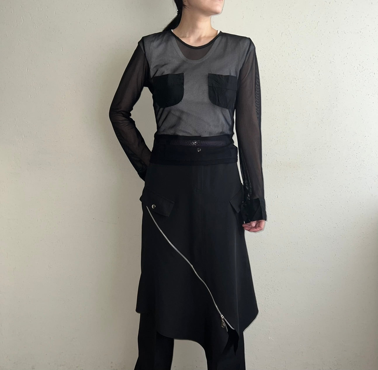 90s Zipped Design Skirt Made in France