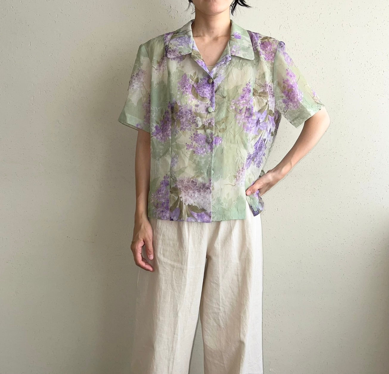 90s Printed Sheer Shirt