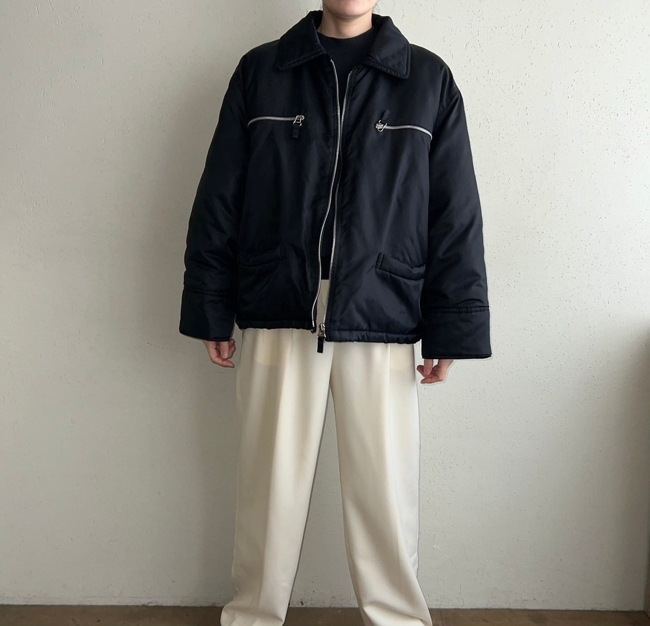 90s Black Nylon Jacket Made in Italy