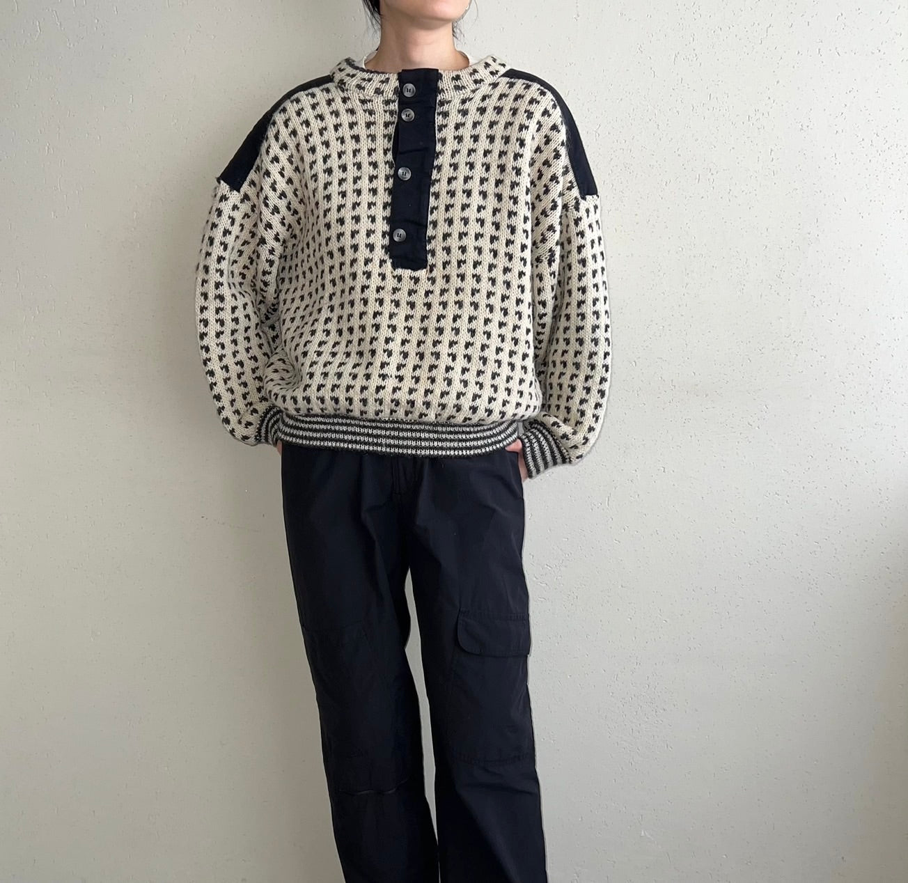 80s Black x White Knit Made in Norway
