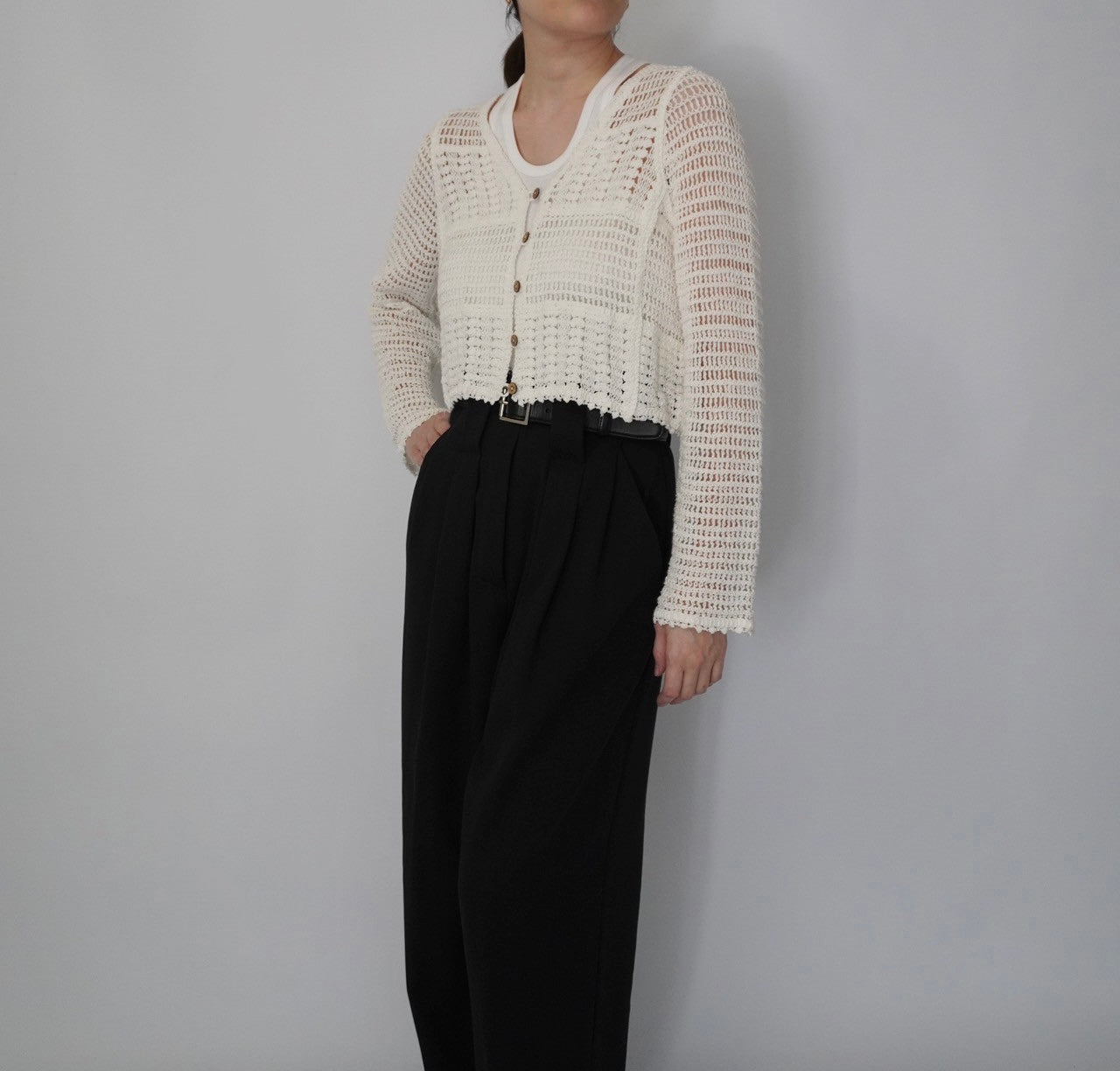 90s White Crochet Cardigan