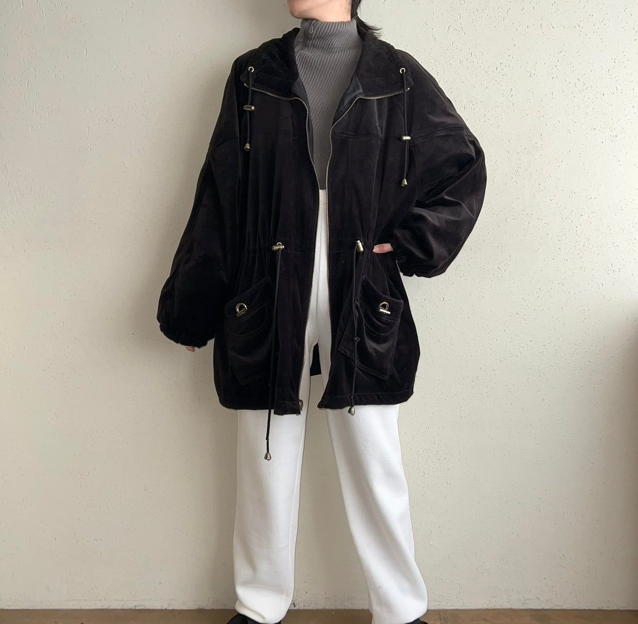 90s Black Velour Reversible Jacket
