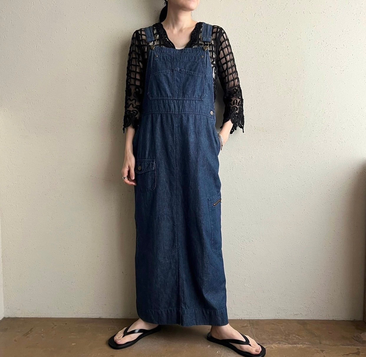90s Denim Jumper Dress Made in USA
