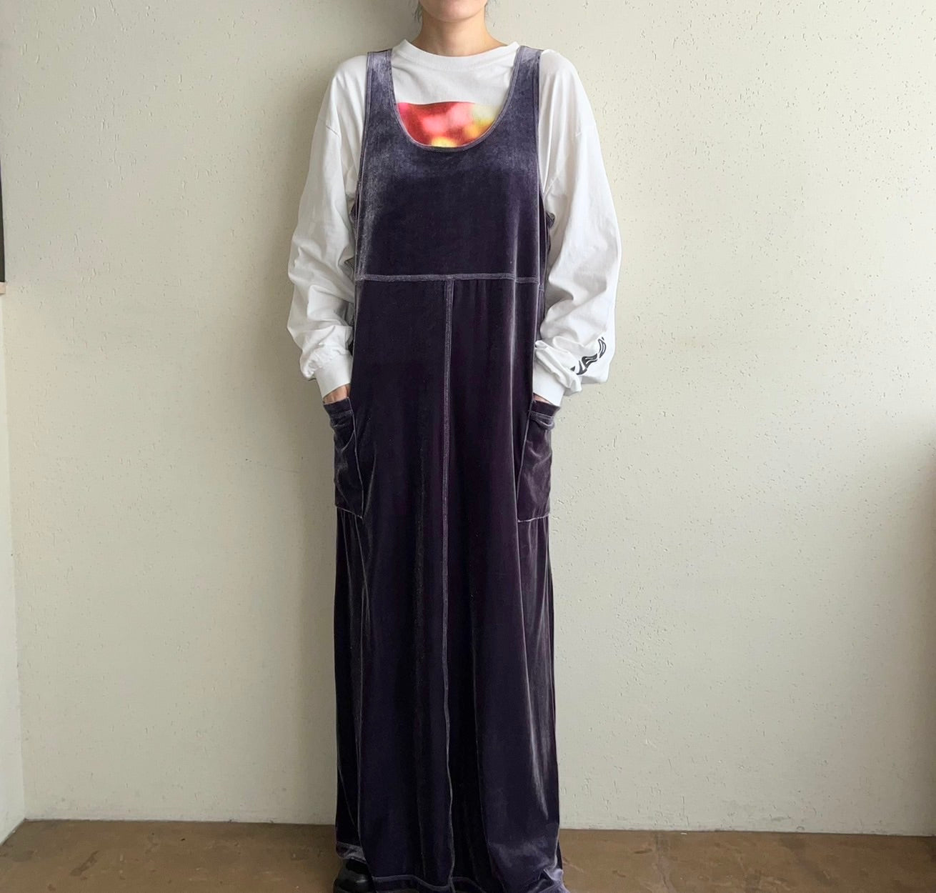 90s Velor Maxi Dress Made in USA Dead Stock