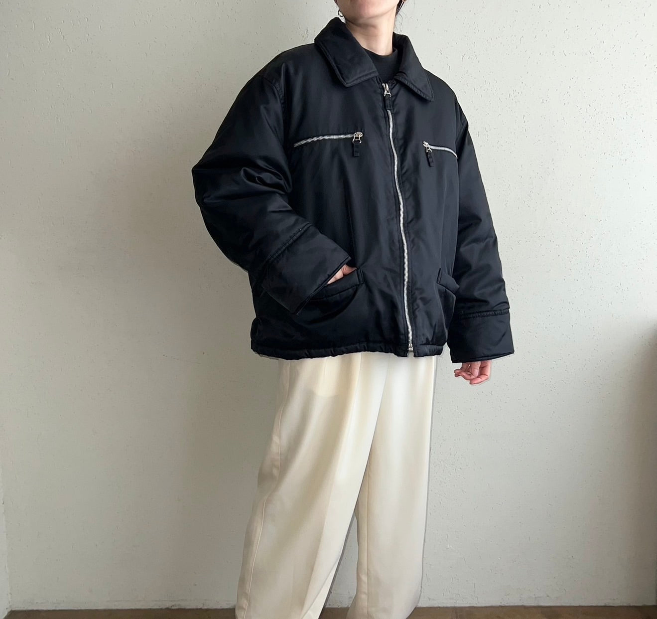90s Black Nylon Jacket Made in Italy