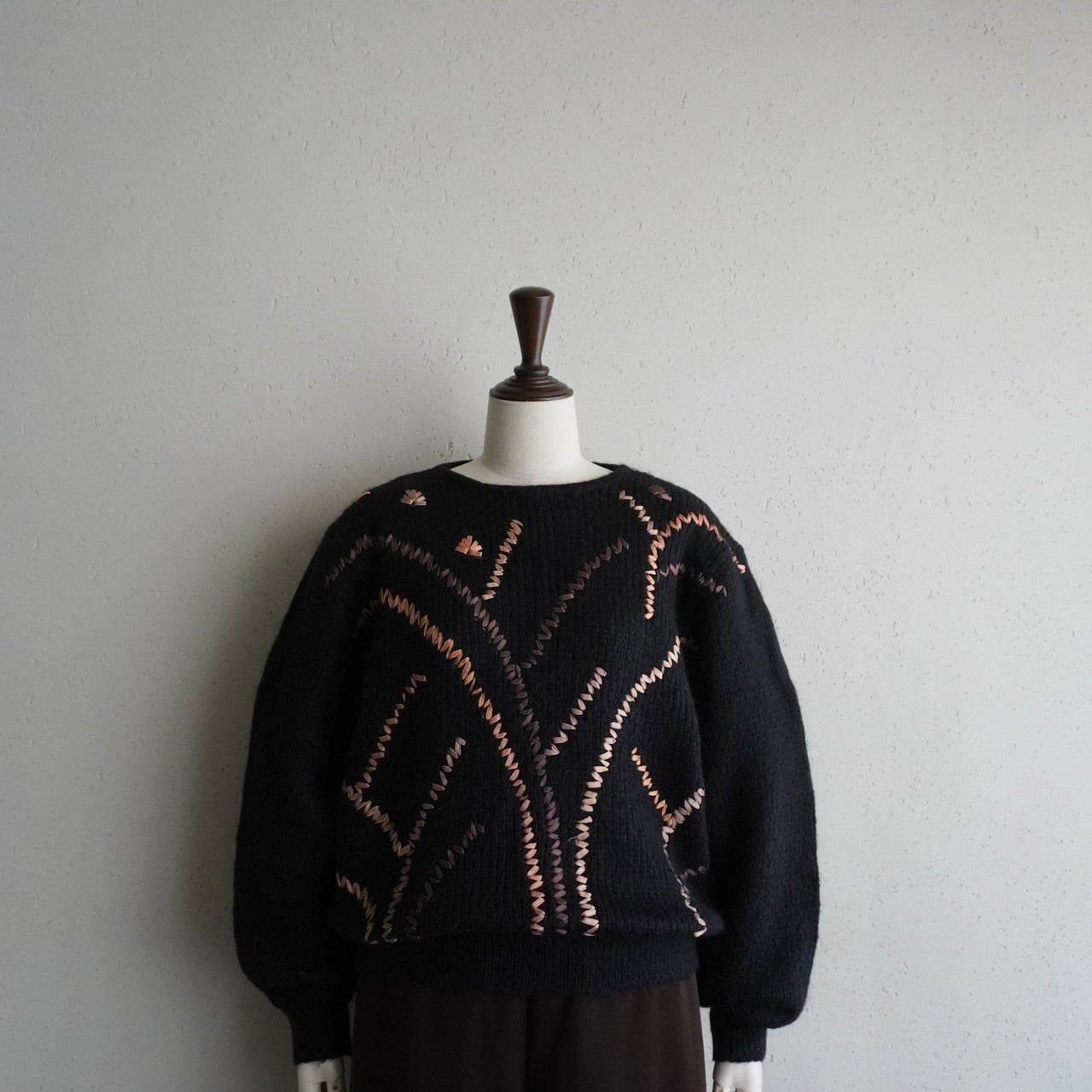 80s EURO Ribbon Design Mohair Knit