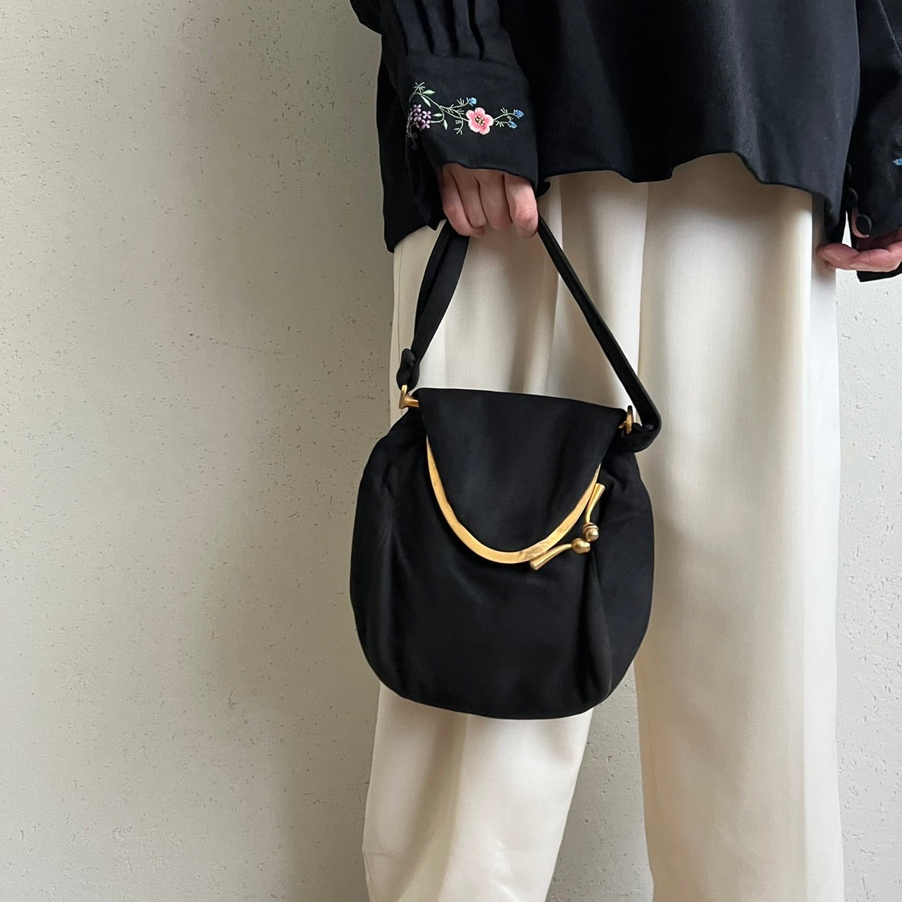 40s,50s Suede Bag Made in France